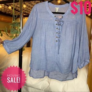 Boho Lace Up Blouse